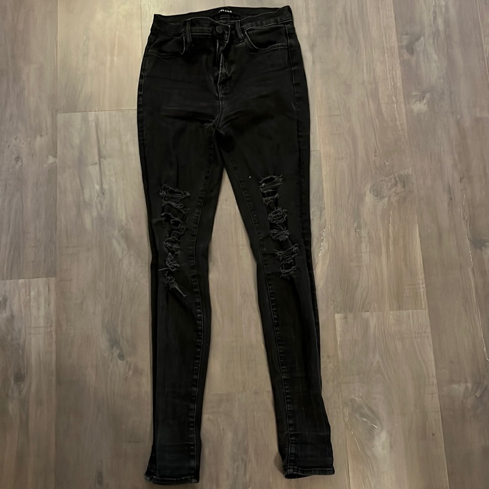 JBrand black destroyed skinny jeans